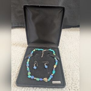 Elegant Blue and Green Beaded Jewelry Set